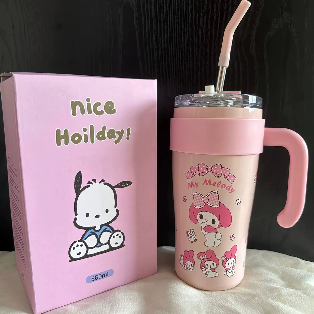 Good-Looking Cartoon Hello Kittys Kuromi My Melody Water Cup High-Capacity Portable Holding Temperature Water Cup Festival Gift