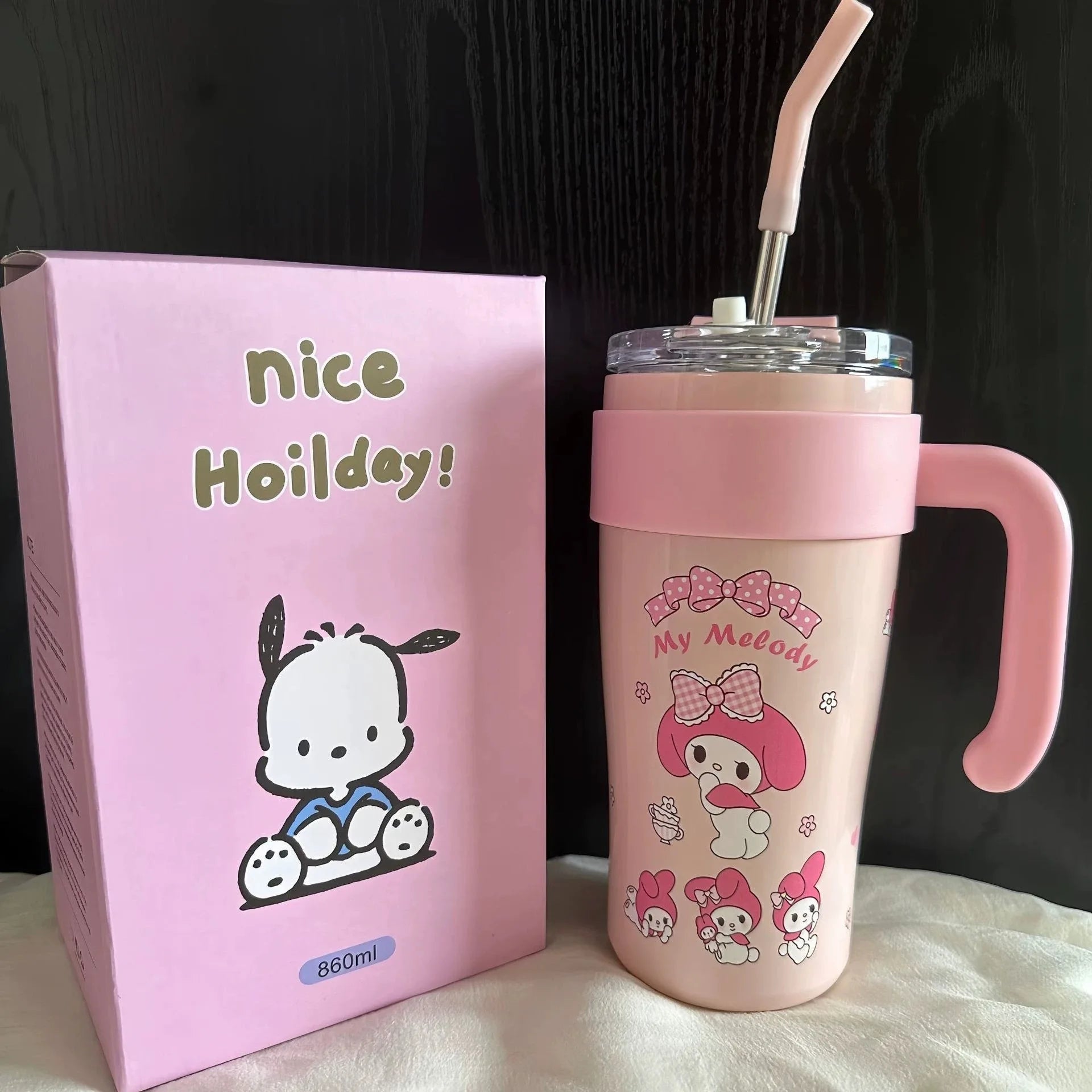 Good-Looking Cartoon Hello Kittys Kuromi My Melody Water Cup High-Capacity Portable Holding Temperature Water Cup Festival Gift