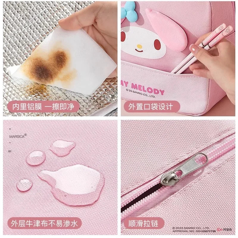 Sanrio Hellokitty Melody Large Capacity Portable LunchBag Cinnamoroll Thermal Insulation Aluminum Foil Student Lunch Storage Bag