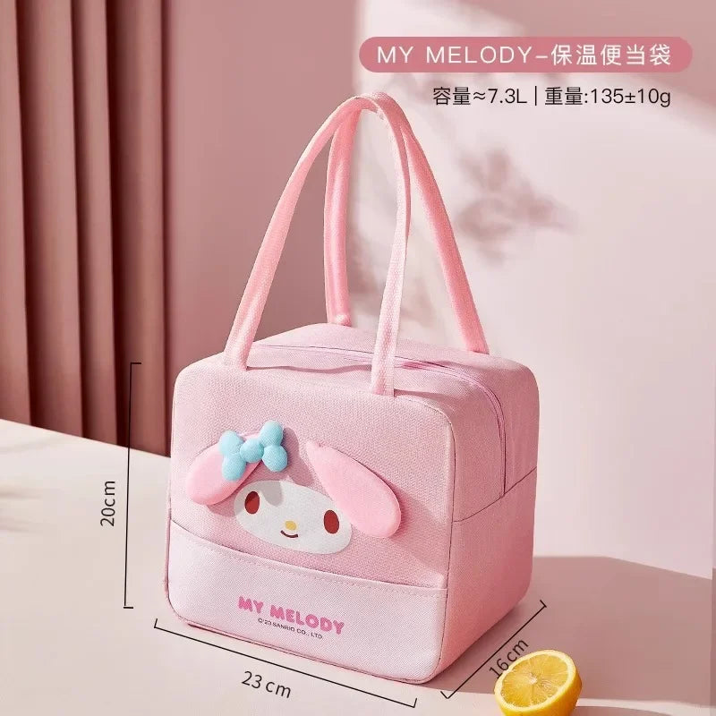 Sanrio Hellokitty Melody Large Capacity Portable LunchBag Cinnamoroll Thermal Insulation Aluminum Foil Student Lunch Storage Bag