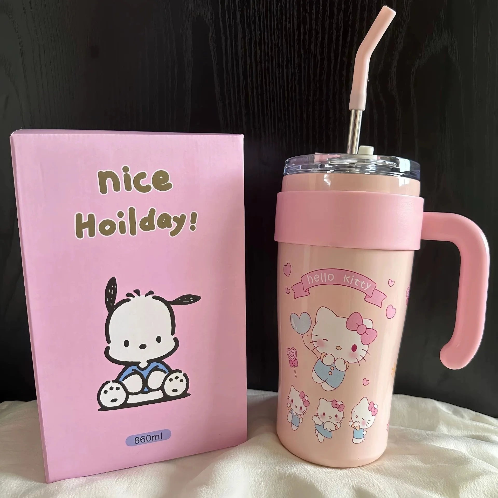 Good-Looking Cartoon Hello Kittys Kuromi My Melody Water Cup High-Capacity Portable Holding Temperature Water Cup Festival Gift