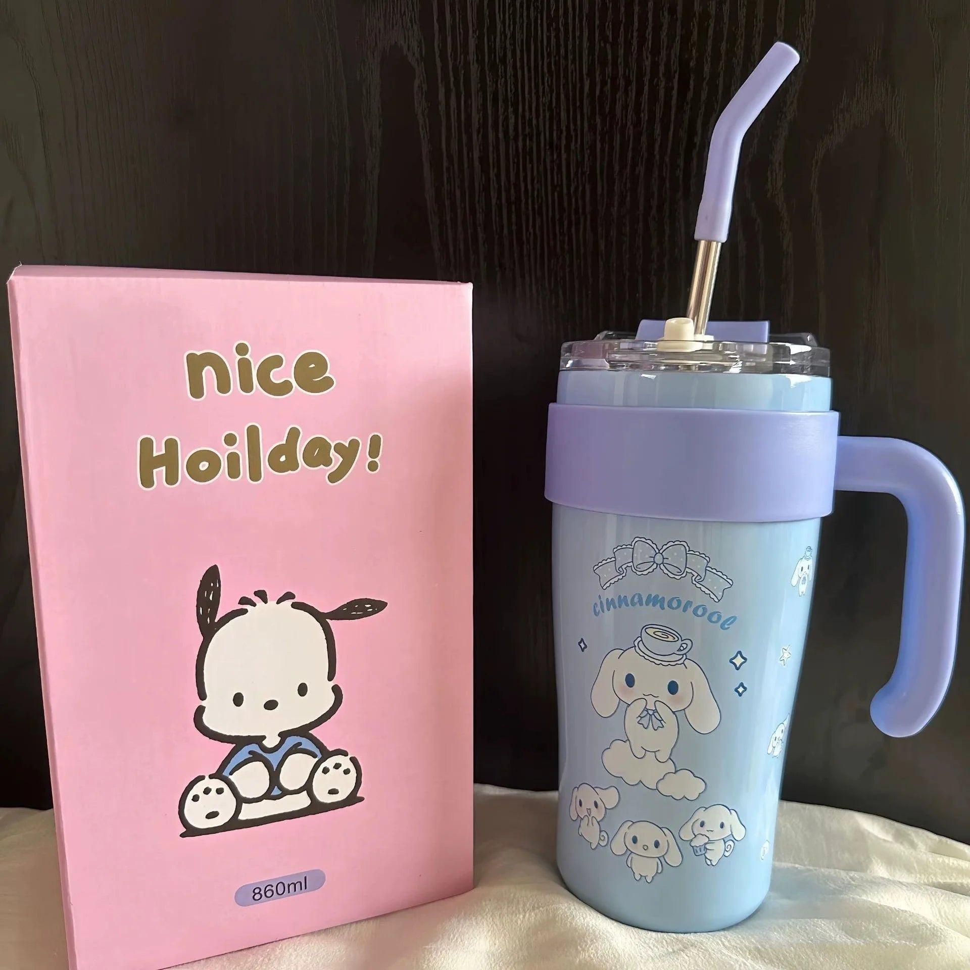 Good-Looking Cartoon Hello Kittys Kuromi My Melody Water Cup High-Capacity Portable Holding Temperature Water Cup Festival Gift