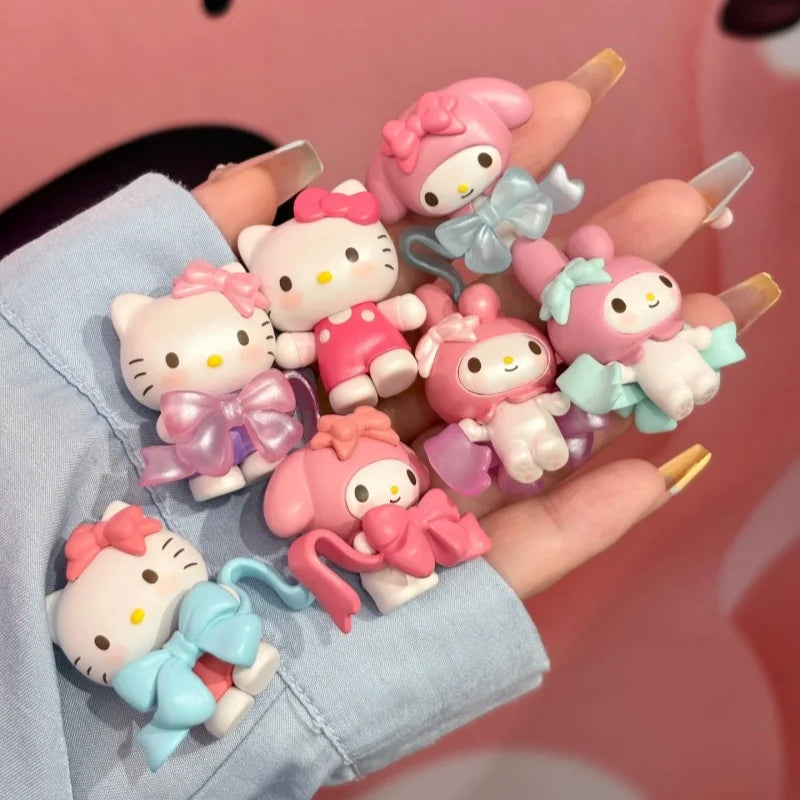 Sanrio Love Bowknot Series Blind Bag Toy Trendy Female Mini Collectible Figures Cute Display Gift Blind Box