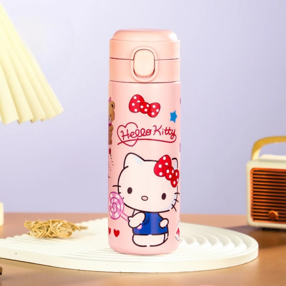 MINISO Hello Kitty Stainless Steel Bottles Kids Water Gourds Cartoon Patterned Milk Coffee Cup Perfect Christmas Gift for Girls