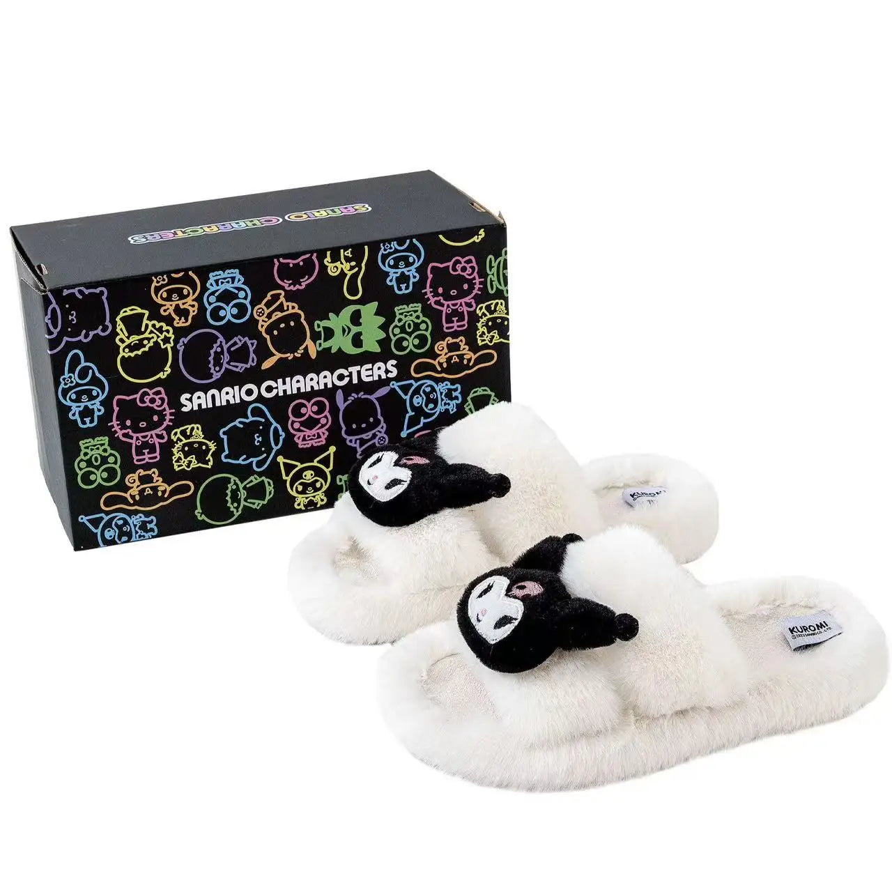 real photos 2025 autumn winter new Couple Home Female hello kitty Kuromi Cute doll fashion women warm fluffy cotton Slippers