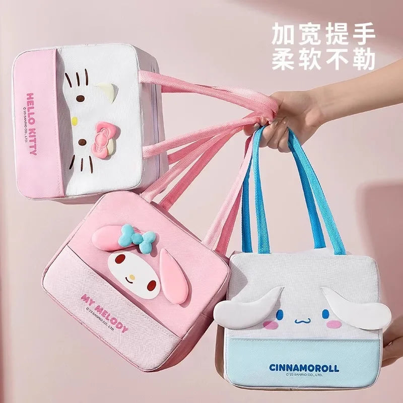Sanrio Hellokitty Melody Large Capacity Portable LunchBag Cinnamoroll Thermal Insulation Aluminum Foil Student Lunch Storage Bag