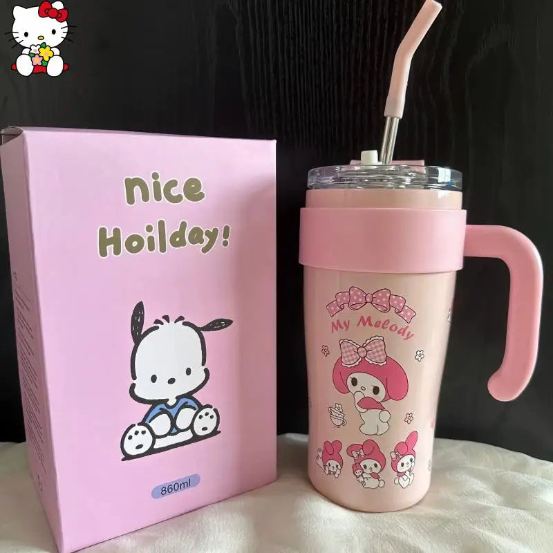 Good-Looking Cartoon Hello Kittys Kuromi My Melody Water Cup High-Capacity Portable Holding Temperature Water Cup Festival Gift