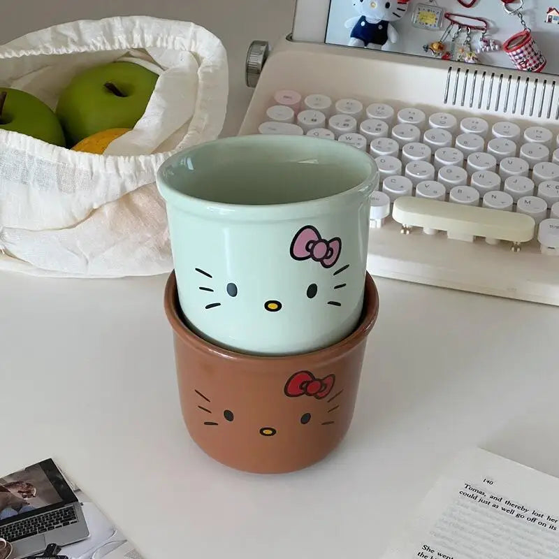 2025 New Collection Cute Fashion Hello Kittys Ceramic Teacup Coffee Cup High Temperature Resistance Good-Looking Mug Milk Cup