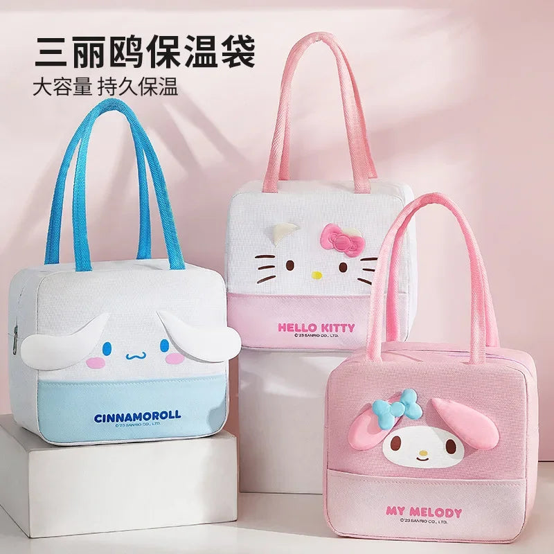 Sanrio Hellokitty Melody Large Capacity Portable LunchBag Cinnamoroll Thermal Insulation Aluminum Foil Student Lunch Storage Bag
