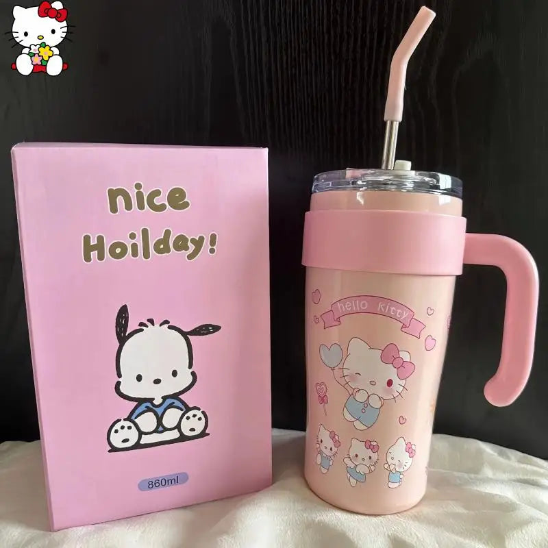 Good-Looking Cartoon Hello Kittys Kuromi My Melody Water Cup High-Capacity Portable Holding Temperature Water Cup Festival Gift