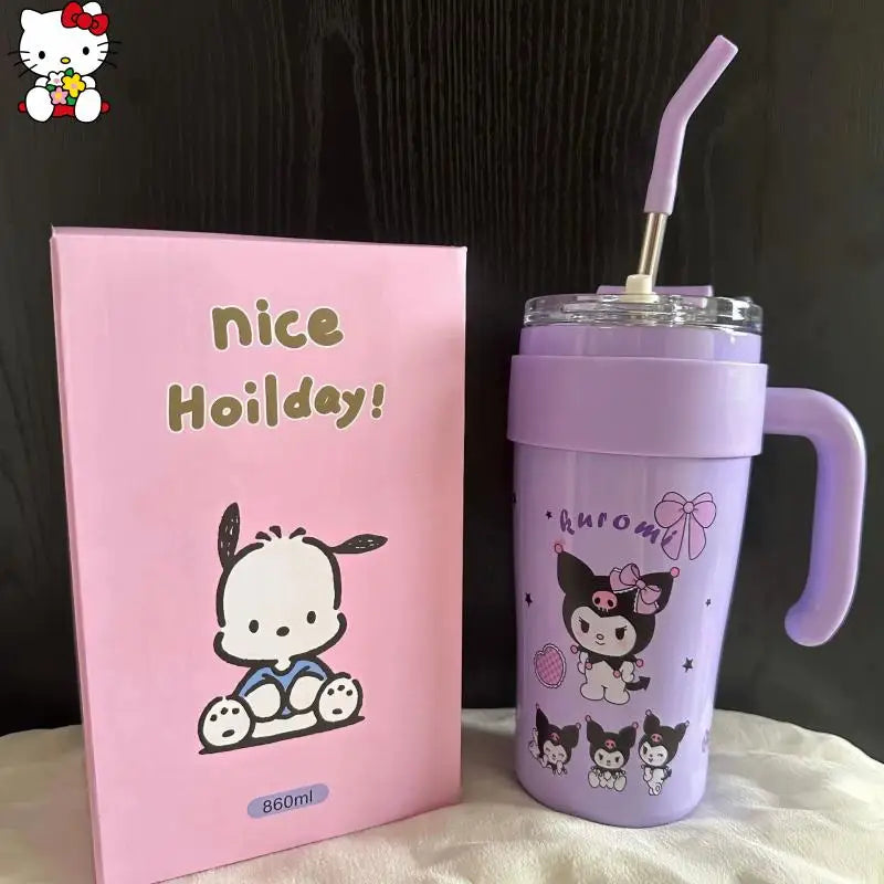 Good-Looking Cartoon Hello Kittys Kuromi My Melody Water Cup High-Capacity Portable Holding Temperature Water Cup Festival Gift