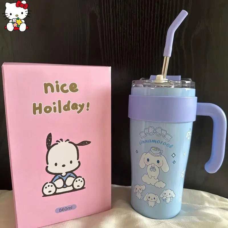 Good-Looking Cartoon Hello Kittys Kuromi My Melody Water Cup High-Capacity Portable Holding Temperature Water Cup Festival Gift