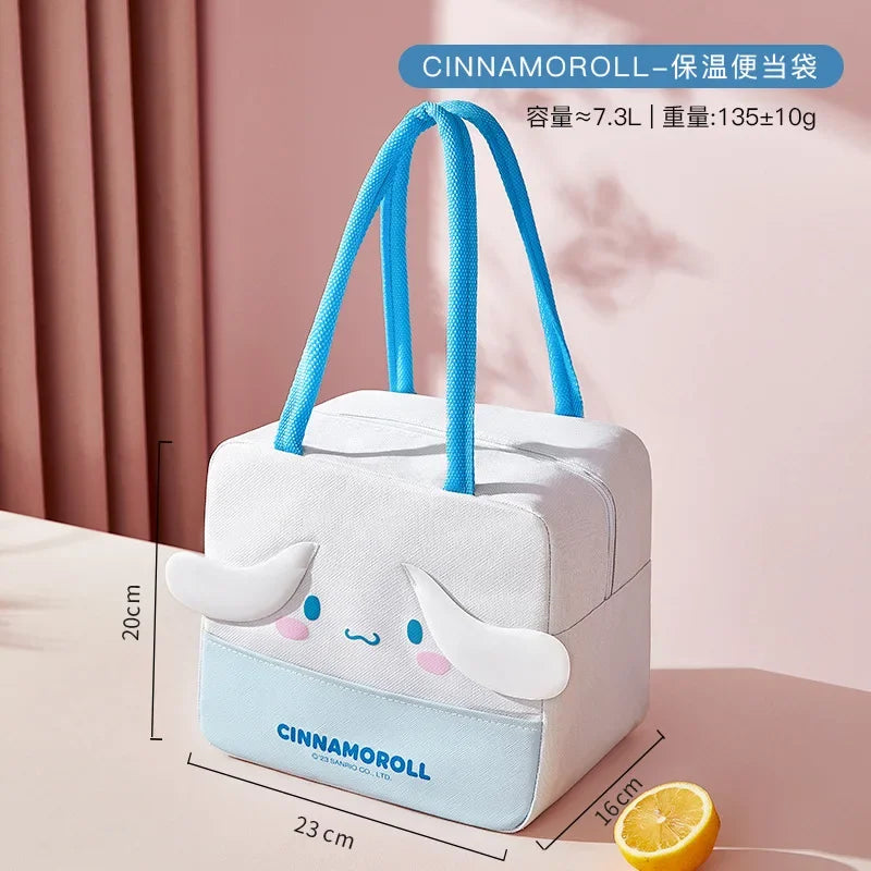 Sanrio Hellokitty Melody Large Capacity Portable LunchBag Cinnamoroll Thermal Insulation Aluminum Foil Student Lunch Storage Bag
