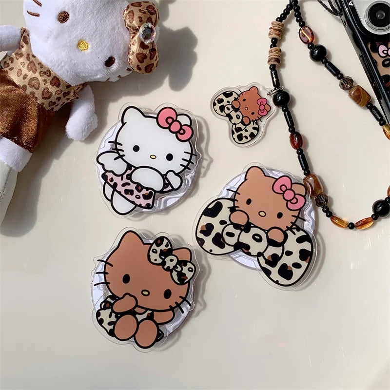 Cute Hello Kitty Leopard KT Magsafe Wireless Charge Case For iPhone 11 12 13 14 15 16 Pro Max Angel wings Bow KT Magnetic Holder
