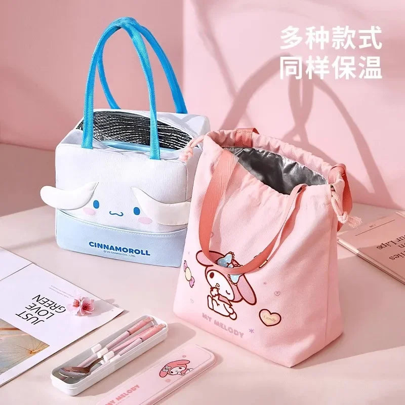Sanrio Hellokitty Melody Large Capacity Portable LunchBag Cinnamoroll Thermal Insulation Aluminum Foil Student Lunch Storage Bag