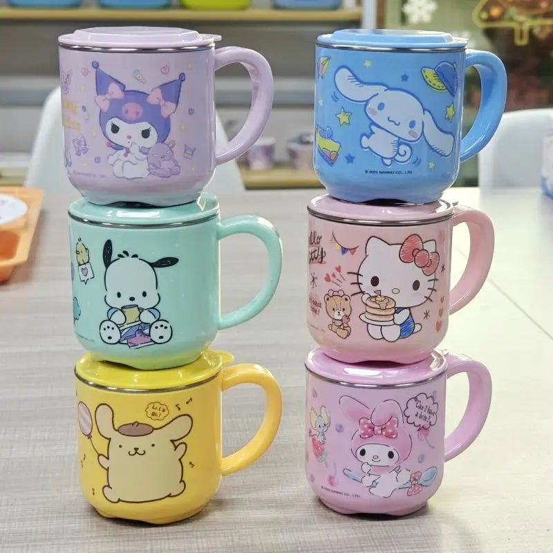 Sanrios Kuromi My Melody Hello Kitties Double Layered Water Cup Detachable Casing Good-Looking Water Cup Festival Gift