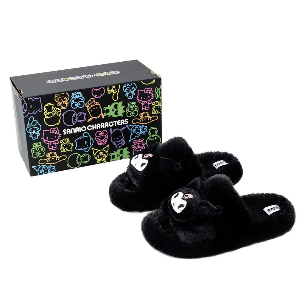 real photos 2025 autumn winter new Couple Home Female hello kitty Kuromi Cute doll fashion women warm fluffy cotton Slippers