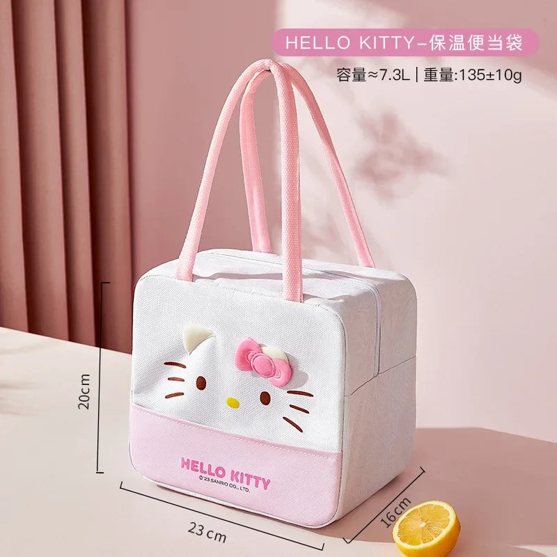 Sanrio Hellokitty Melody Large Capacity Portable LunchBag Cinnamoroll Thermal Insulation Aluminum Foil Student Lunch Storage Bag