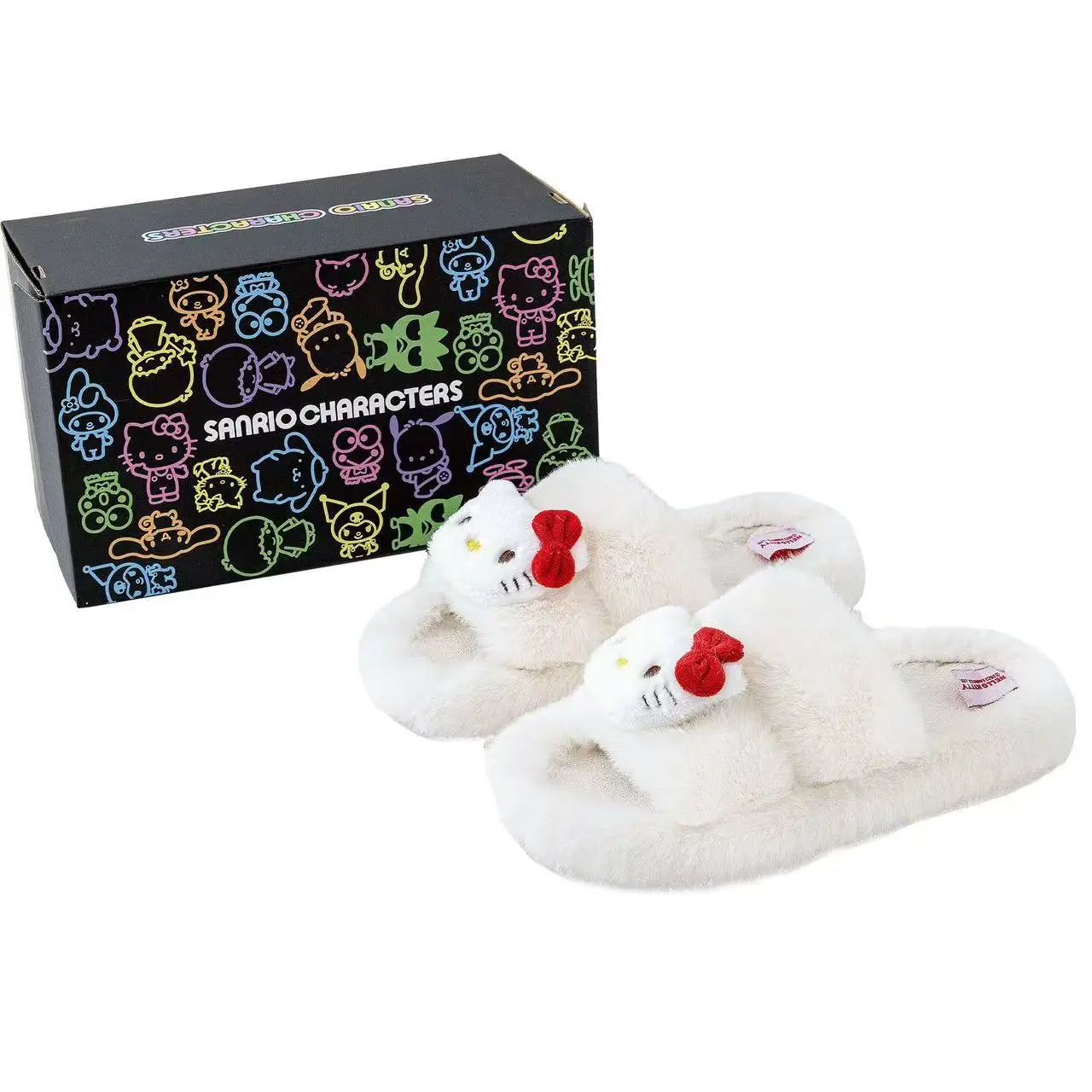 real photos 2025 autumn winter new Couple Home Female hello kitty Kuromi Cute doll fashion women warm fluffy cotton Slippers